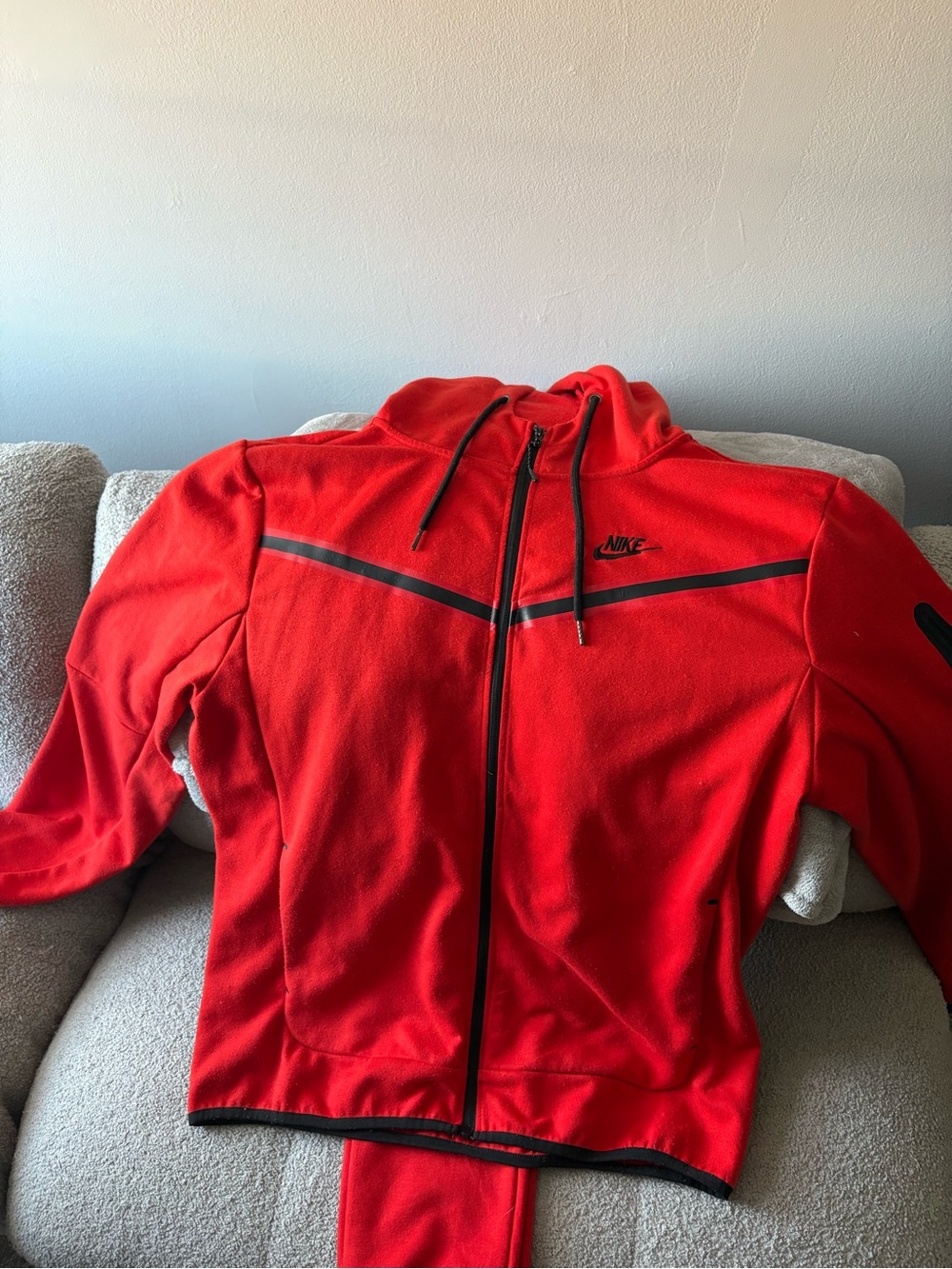Nike Men’s Red Full-Zip Performance Jacket with Black Accents
